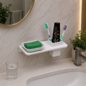 Square Shape Soap Dish With Glass Holder