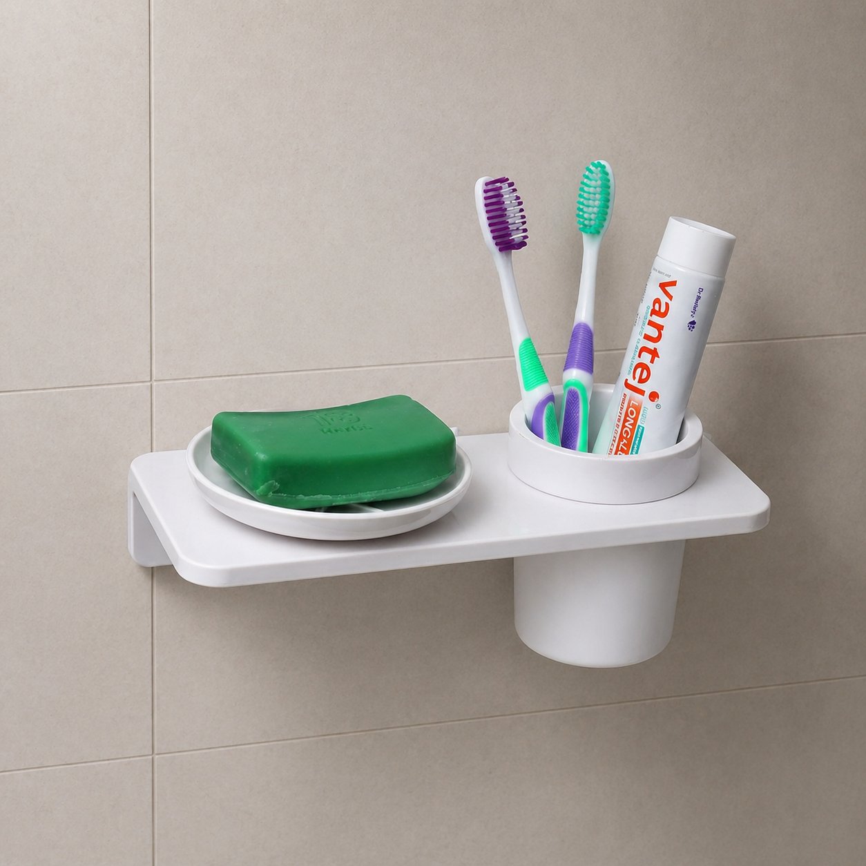 Round Soap Dish With Glass Holder