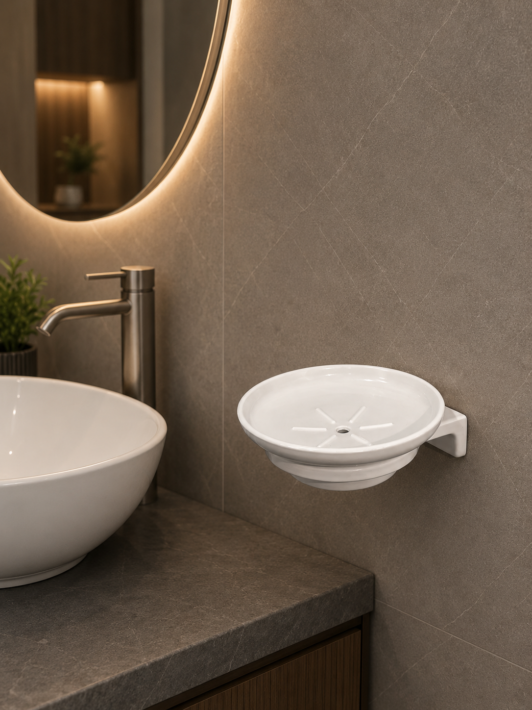 Round Soap Dish With Holder